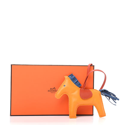 Hermes Milo Lambskin Grigri Rodeo Horse Bag Charm MM Jaune D'Or Bleu Agate Cornaline 4 of 4
