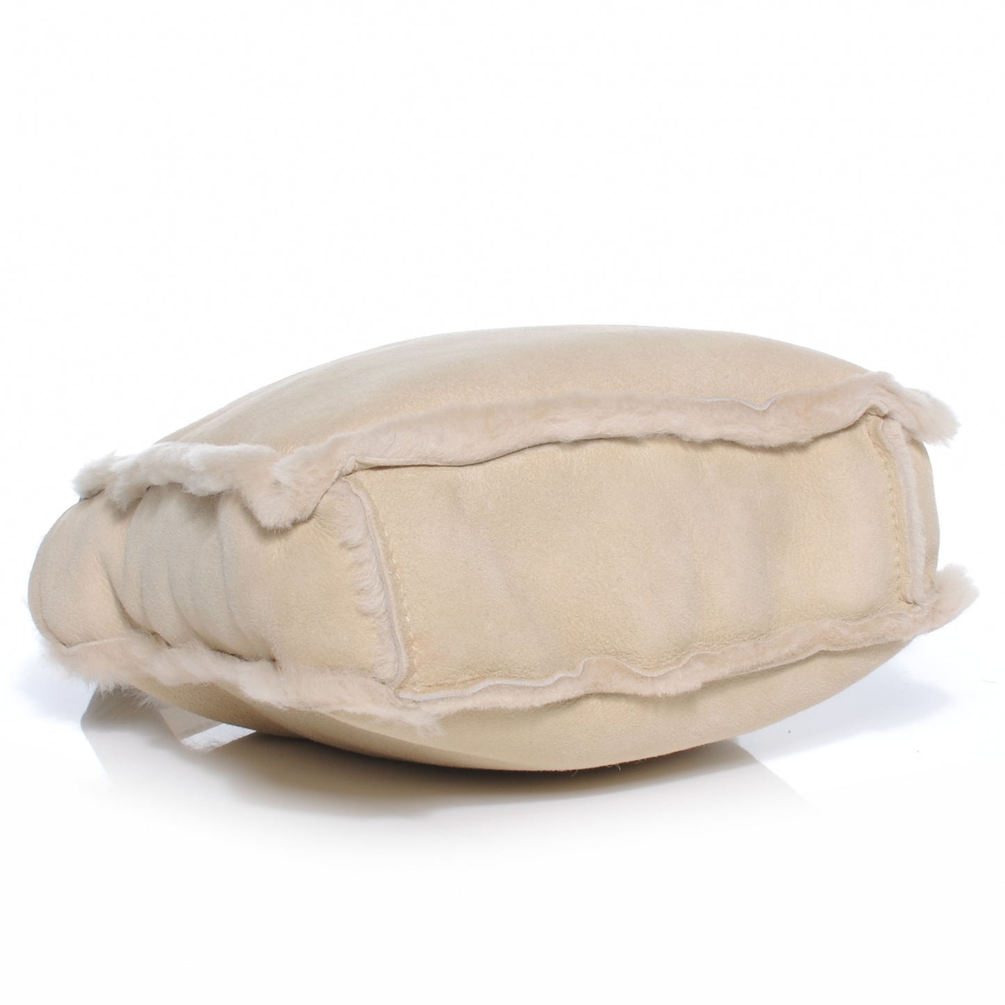 Suede Shearling Fur Handbag Ivory