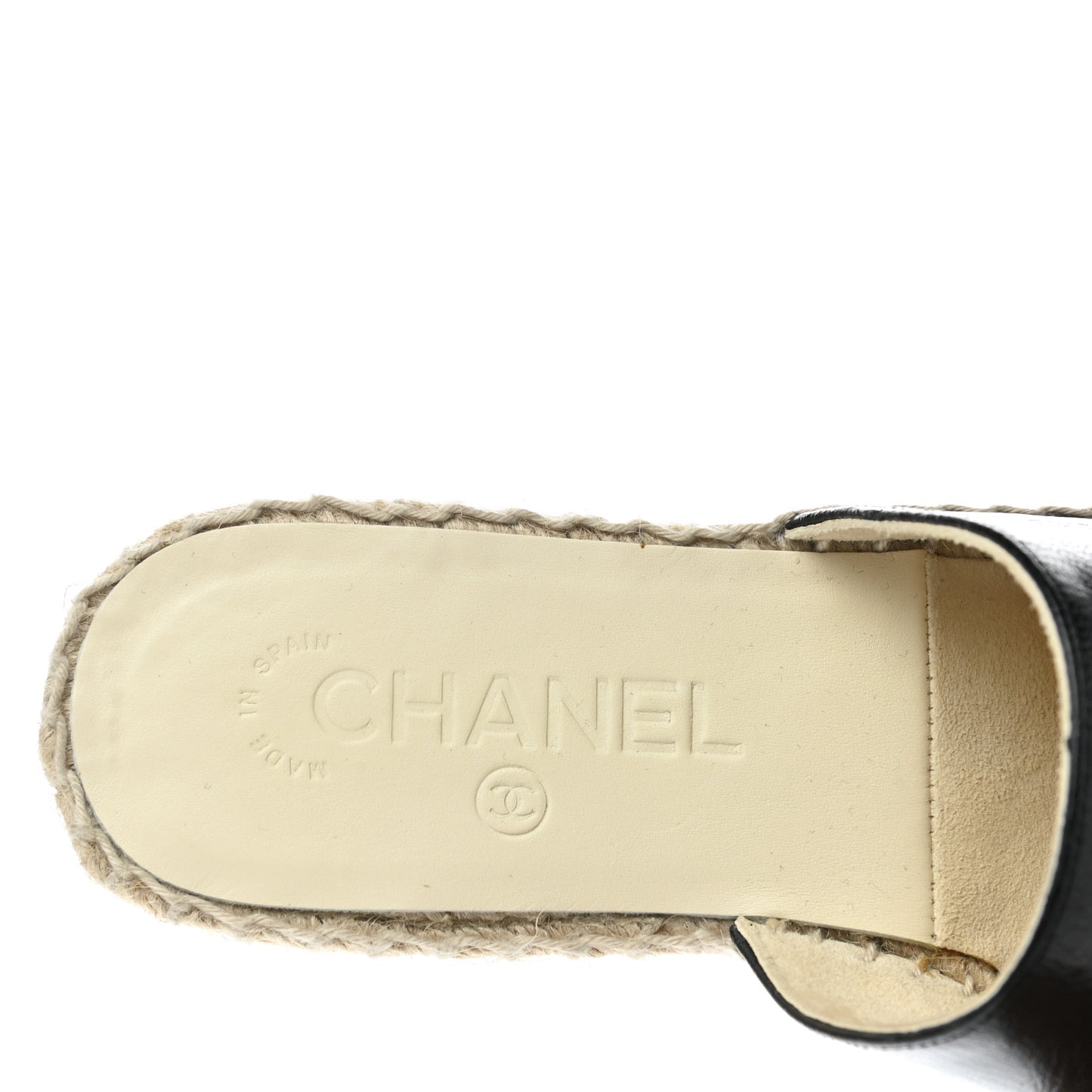Goatskin Patent Calfskin CC Espadrille Mules 36 Black