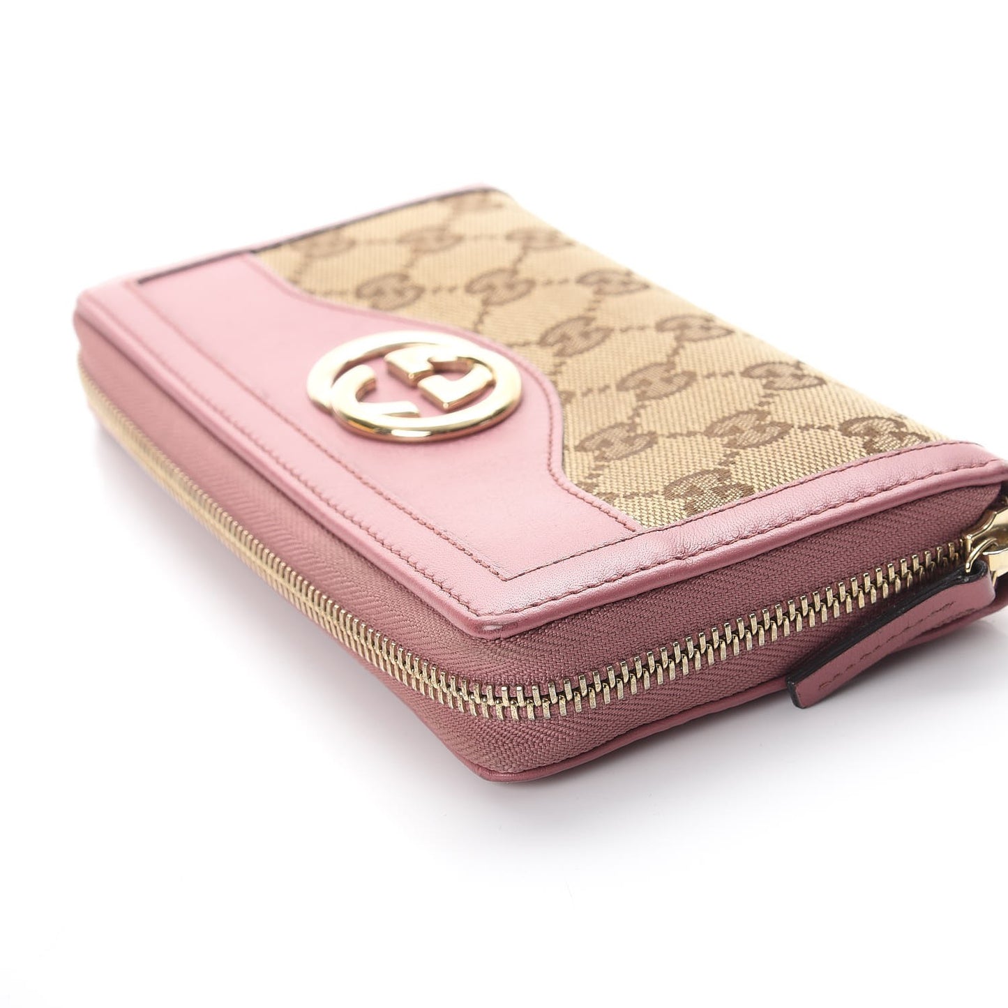 Monogram Margaux Calfskin Sukey Zip Around Wallet Beige Ebony Vintage Rose