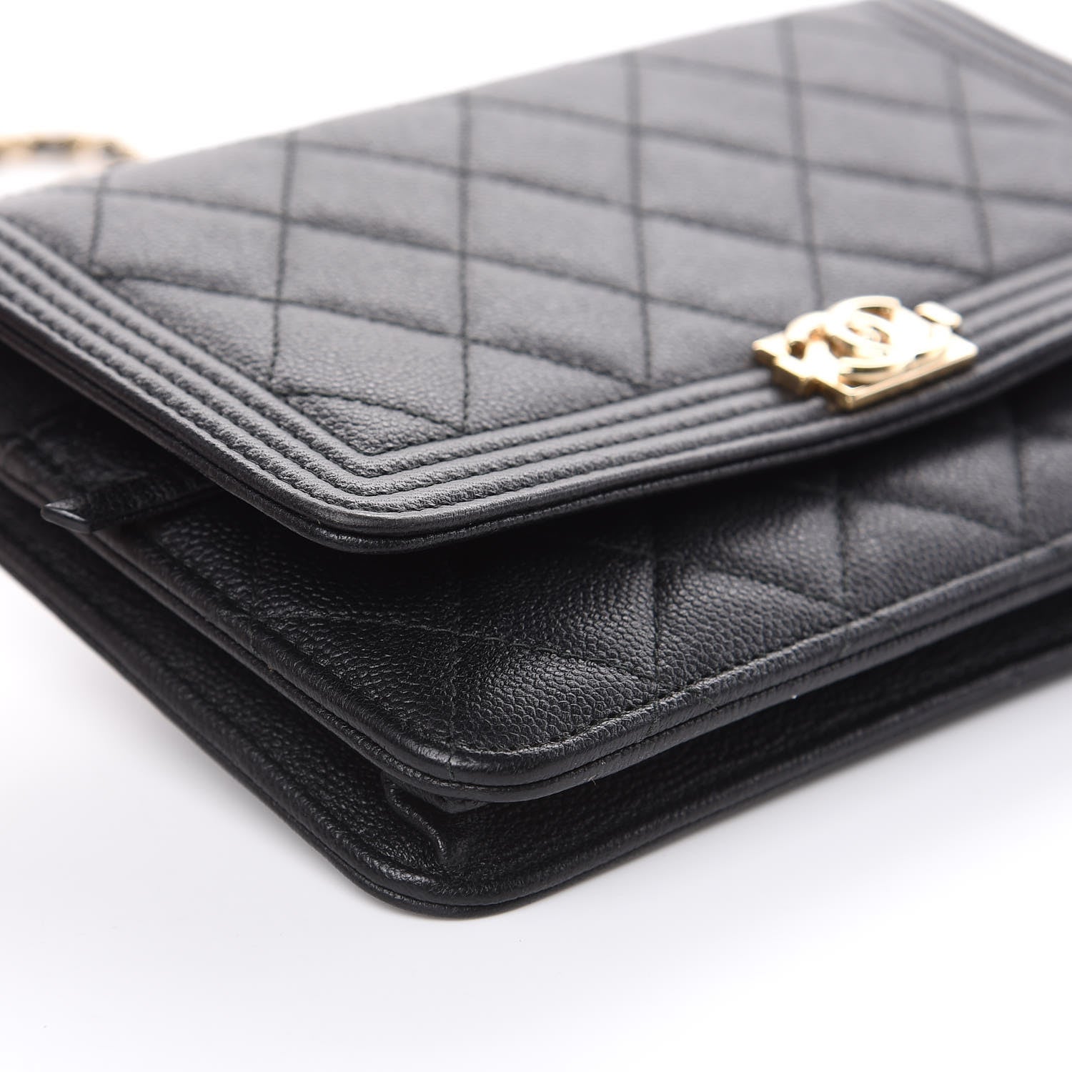 Chanel Caviar Quilted Boy Wallet On Chain WOC Black 10 of 16