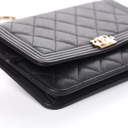 Chanel Caviar Quilted Boy Wallet On Chain WOC Black 10 of 16