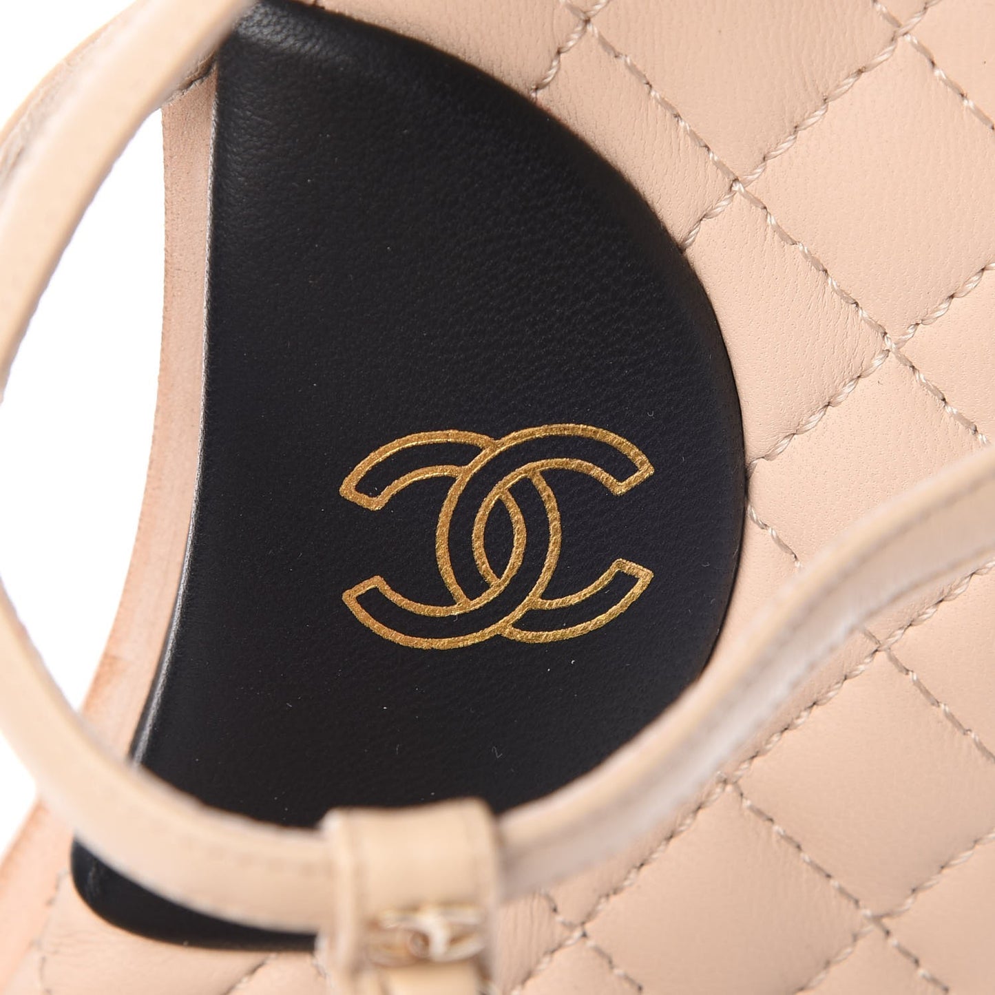 Lambskin CC Chain Thong Sandals 36 Beige