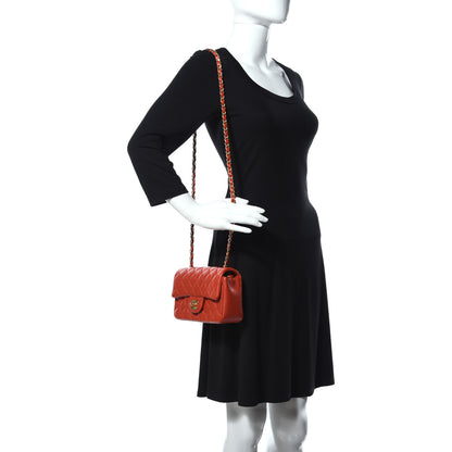 Chanel Pearly Caviar Quilted Mini Rectangular Flap Orange 2 of 10