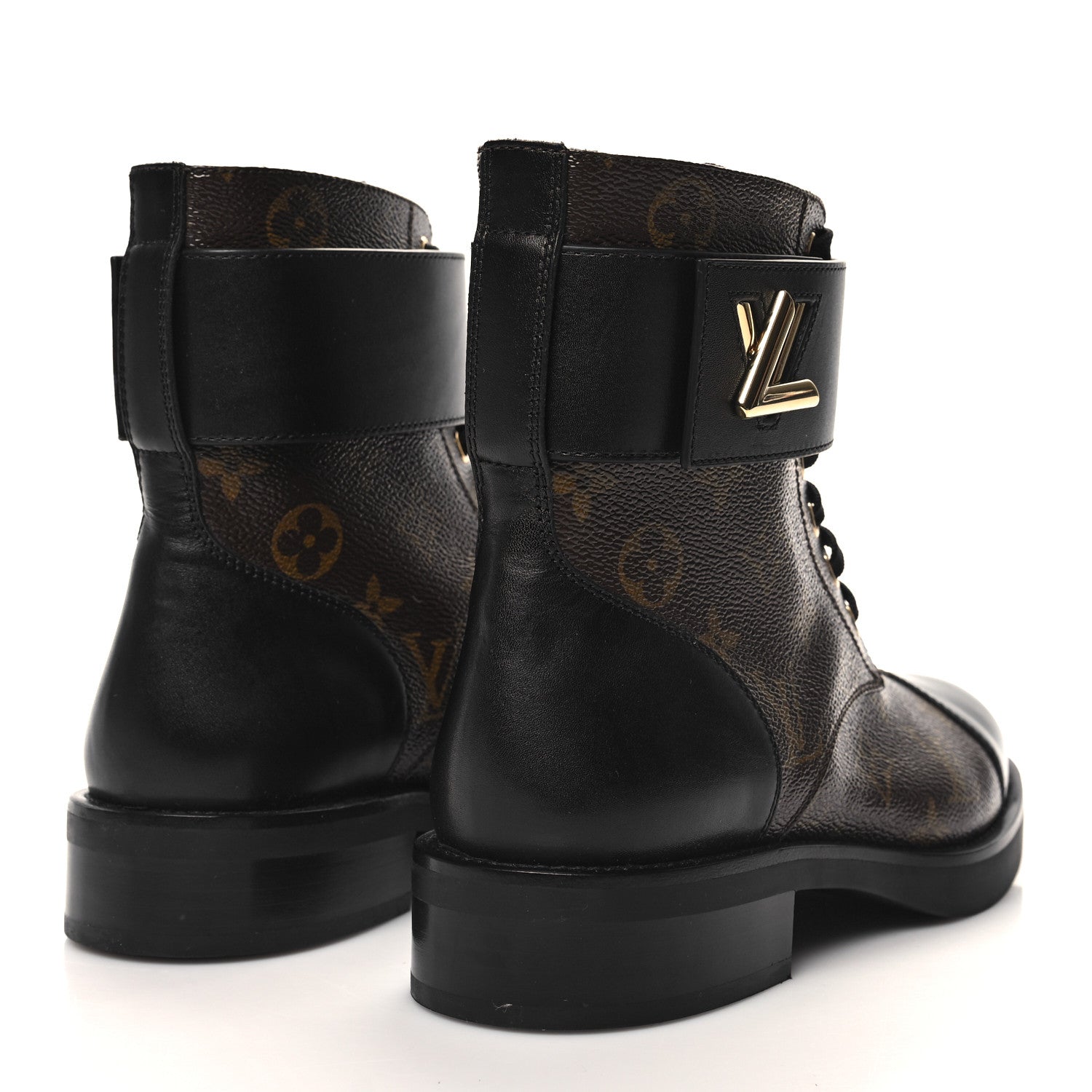 Louis Vuitton Calfskin Monogram Wonderland Flat Ranger Boots 38 Black 4 of 9