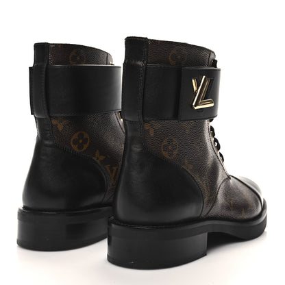 Louis Vuitton Calfskin Monogram Wonderland Flat Ranger Boots 38 Black 4 of 9
