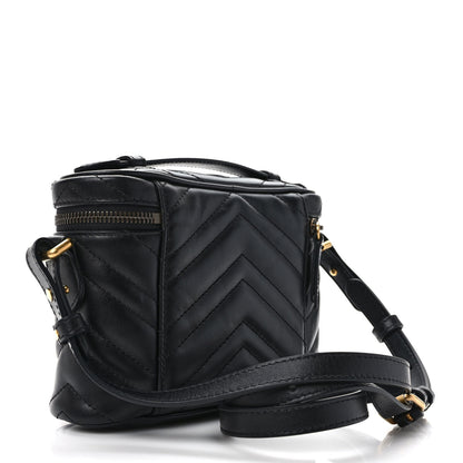 Gucci Calfskin Matelasse Small GG Marmont Vanity Cosmetic Case Black 3 of 9