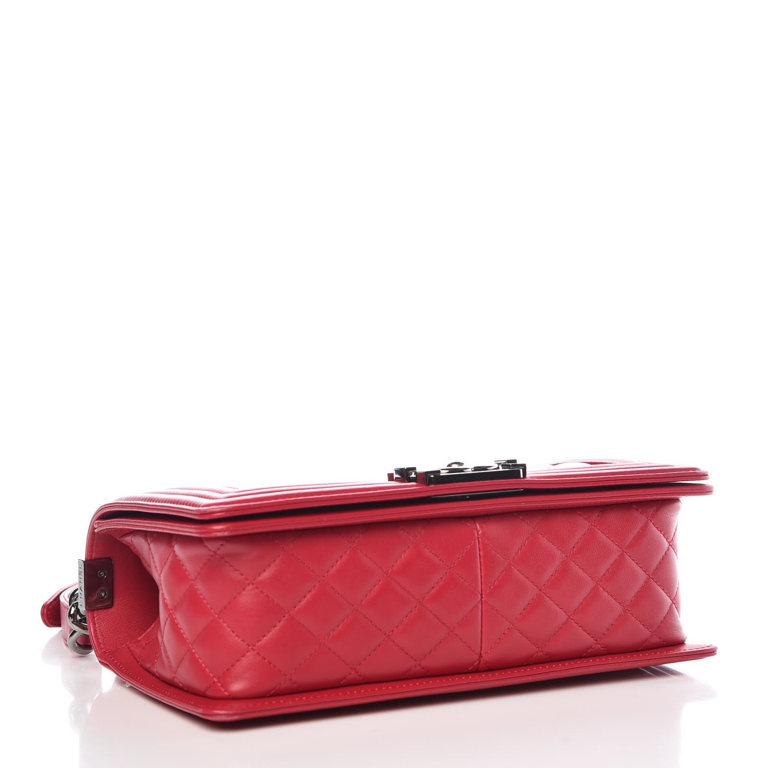 Chanel Lambskin Chevron Quilted Medium Boy Flap Dark Pink 4 of 13