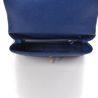 Chanel Caviar Elaphe Quilted Small Coco Handle Flap Dark Blue 5 of 10
