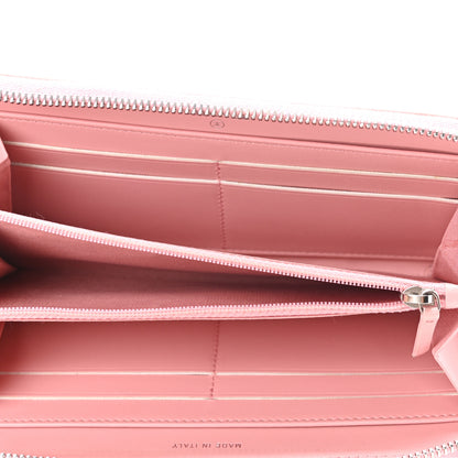 Chanel Caviar Quilted Stripe Filigree Zip Around Wallet Pink White 5 of 12