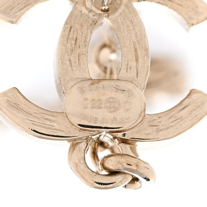 Chanel Metal Crystal CC Chain Cuff Earrings Gold 3 of 5