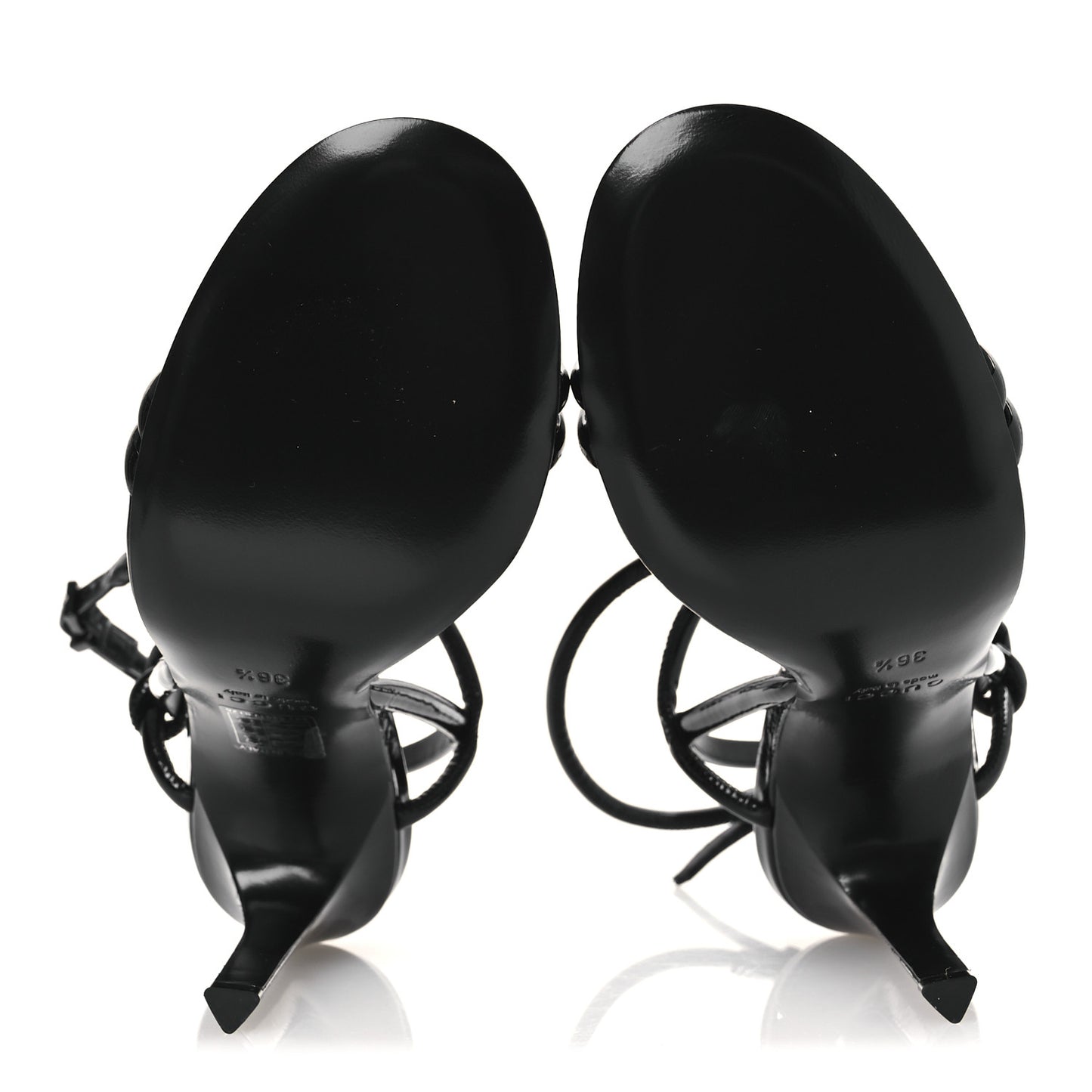 Patent Lambskin Walma 105 Sandals 36.5 Black