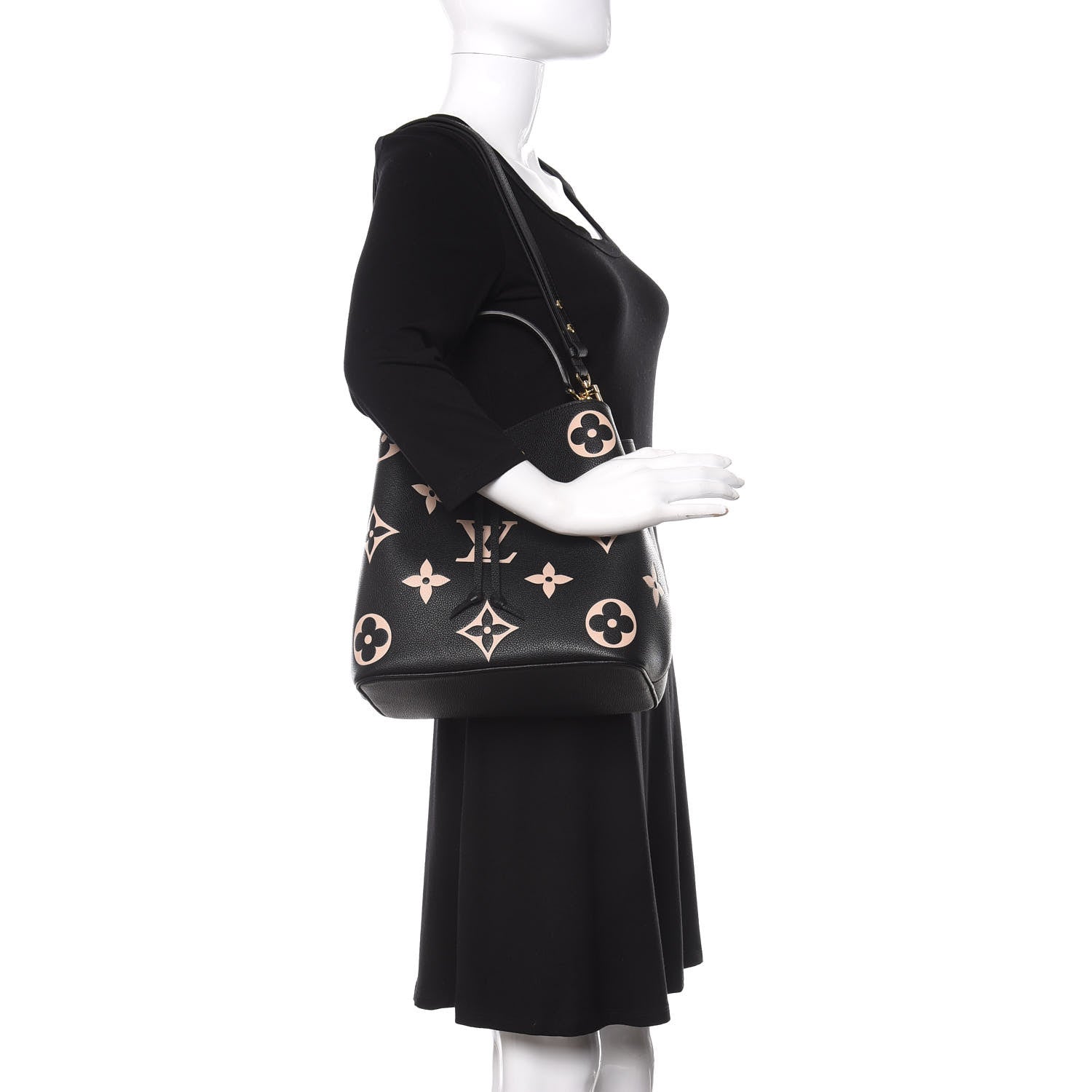 Louis Vuitton Empreinte Monogram Giant Neonoe MM Black Beige 2 of 10