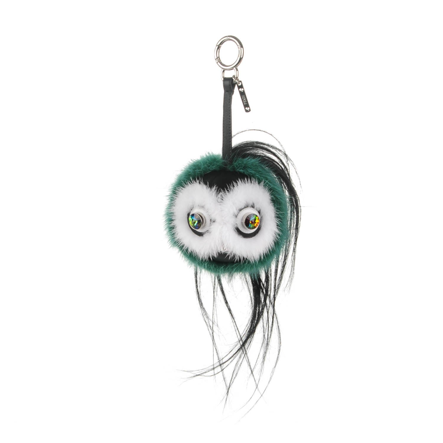 Fendi Mink Goat Fur QuTweet Cucaoo Bag Bug Charm Green White 1 of 4