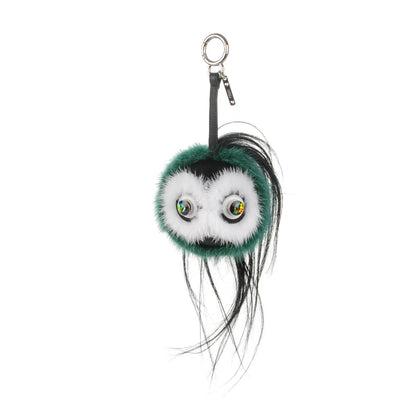 Fendi Mink Goat Fur QuTweet Cucaoo Bag Bug Charm Green White 1 of 4