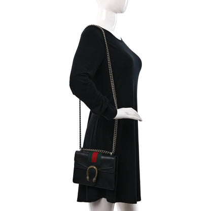 Gucci Calfskin Web Mini Dionysus Shoulder Bag Black 3 of 9