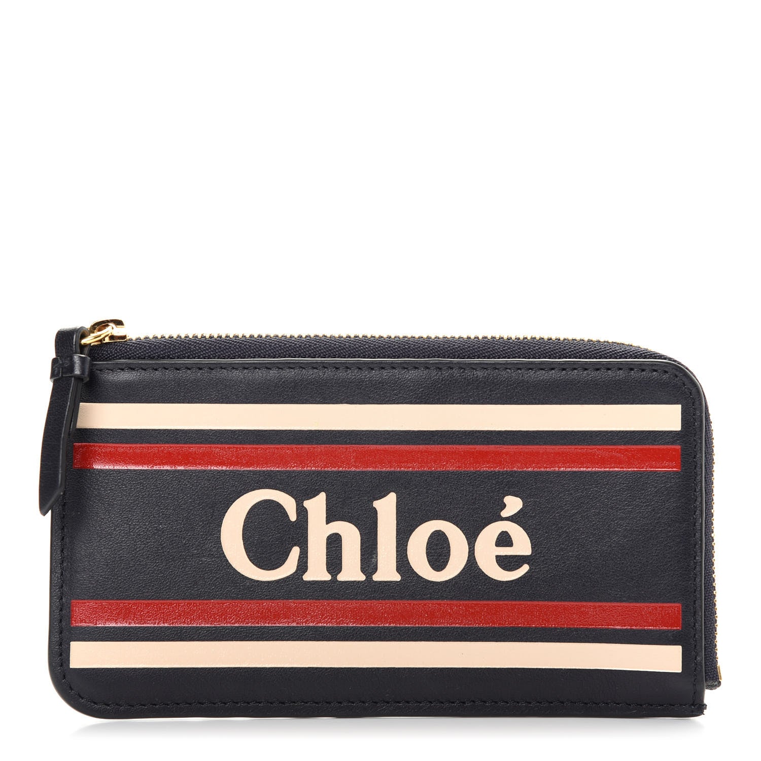Chloe Calfskin Logo Vick Zip Card Case Full Blue 1 of 7