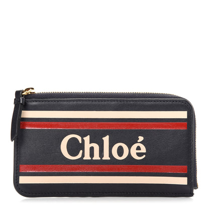 Chloe Calfskin Logo Vick Zip Card Case Full Blue 1 of 7