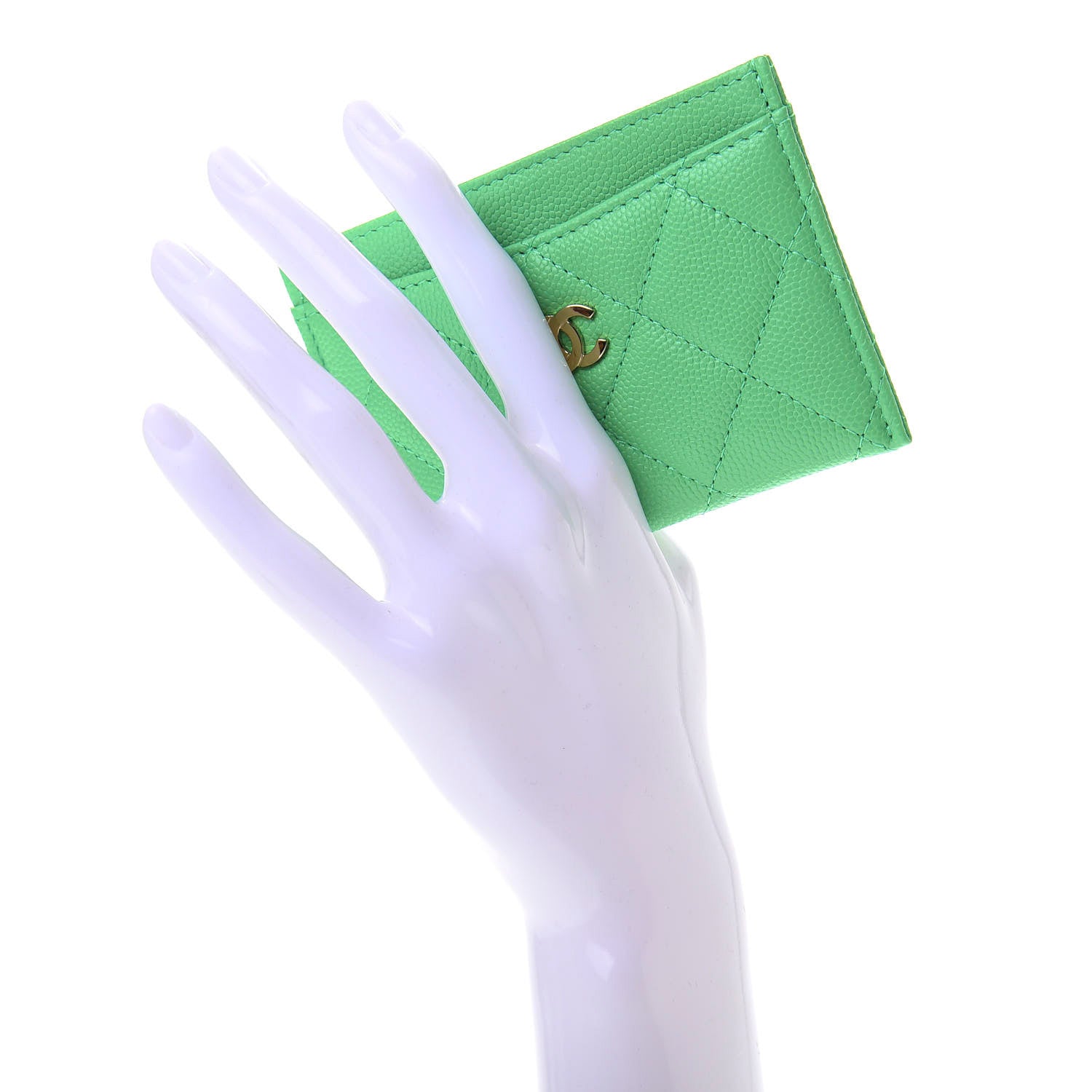 Chanel Caviar Quilted Card Holder Green 2 of 7