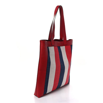 Gucci Canvas Calfskin Sylvie Stripe Logo Mens Tote Red White Blue 3 of 9