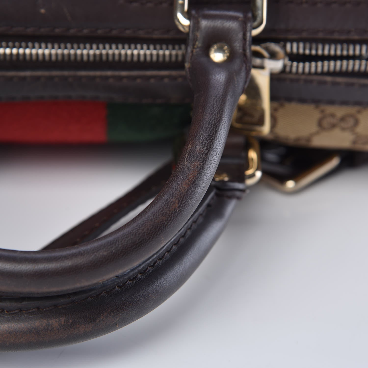 Gucci Monogram Vintage Web Medium Boston Dark Brown 19 of 20