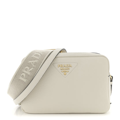 Prada Vitello Daino Soft Medium Double Zip Shoulder Bag White 1 of 11