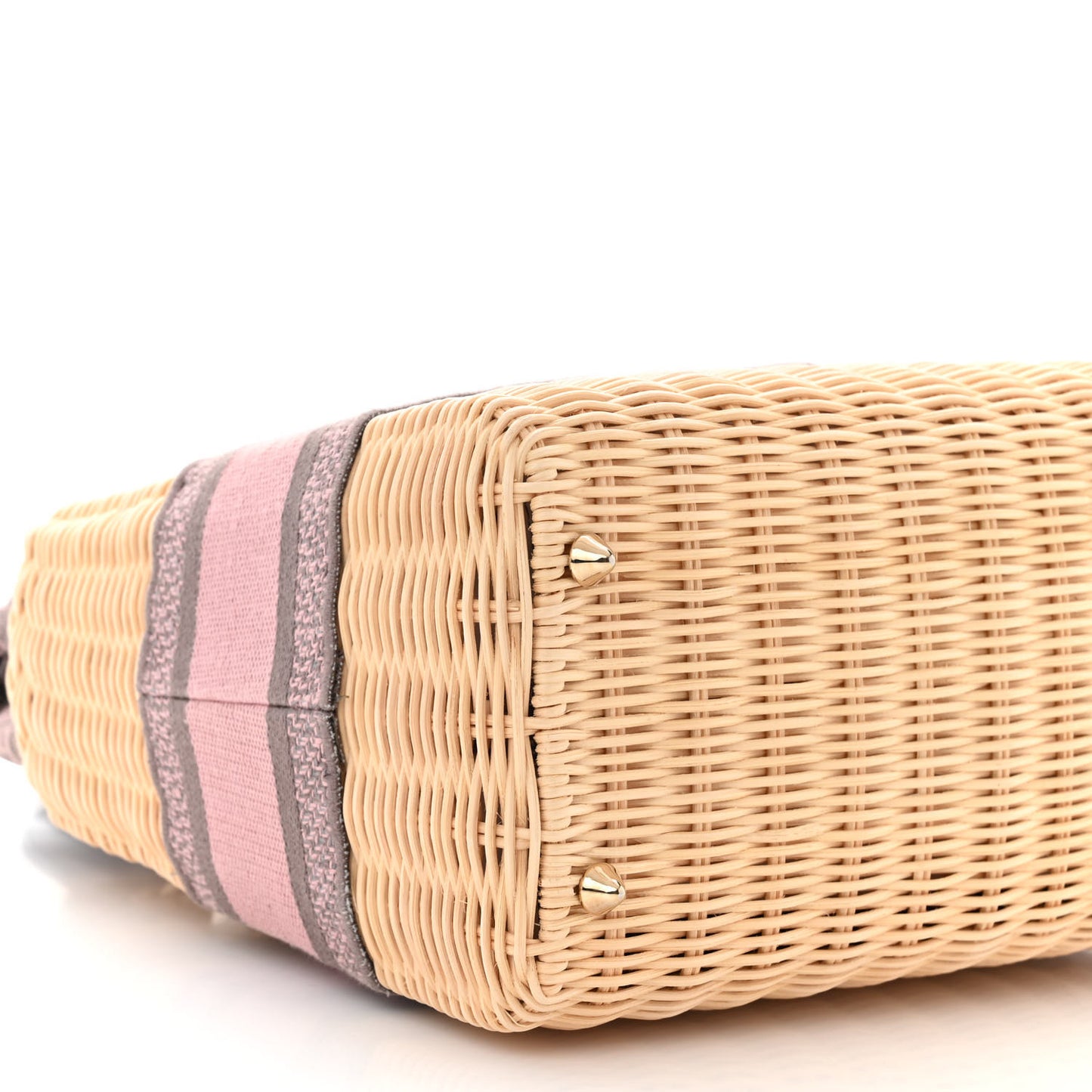 Wicker Oblique Medium Lady Dior Bag Pink Grey