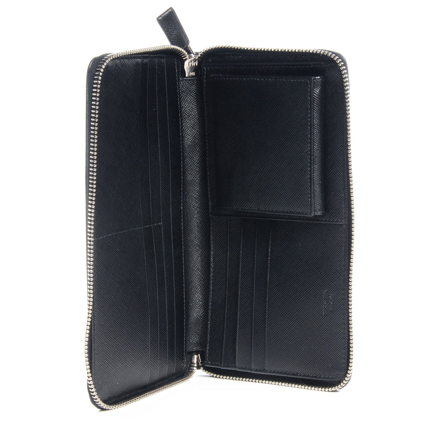 Saffiano Zip Around Document Wallet Nero Black