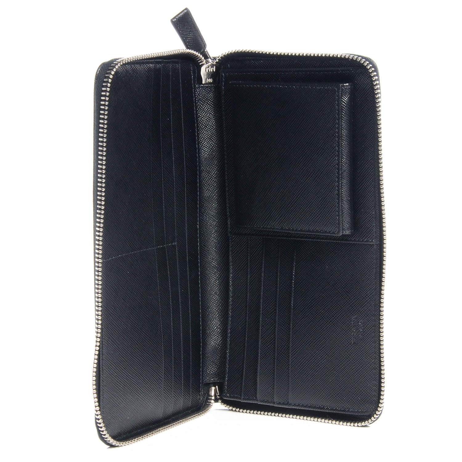 Prada Saffiano Zip Around Document Wallet Nero Black 5 of 10