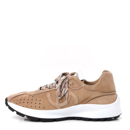 Chanel Suede Goatskin CC Sneakers 40.5 Dark Beige 1 of 10