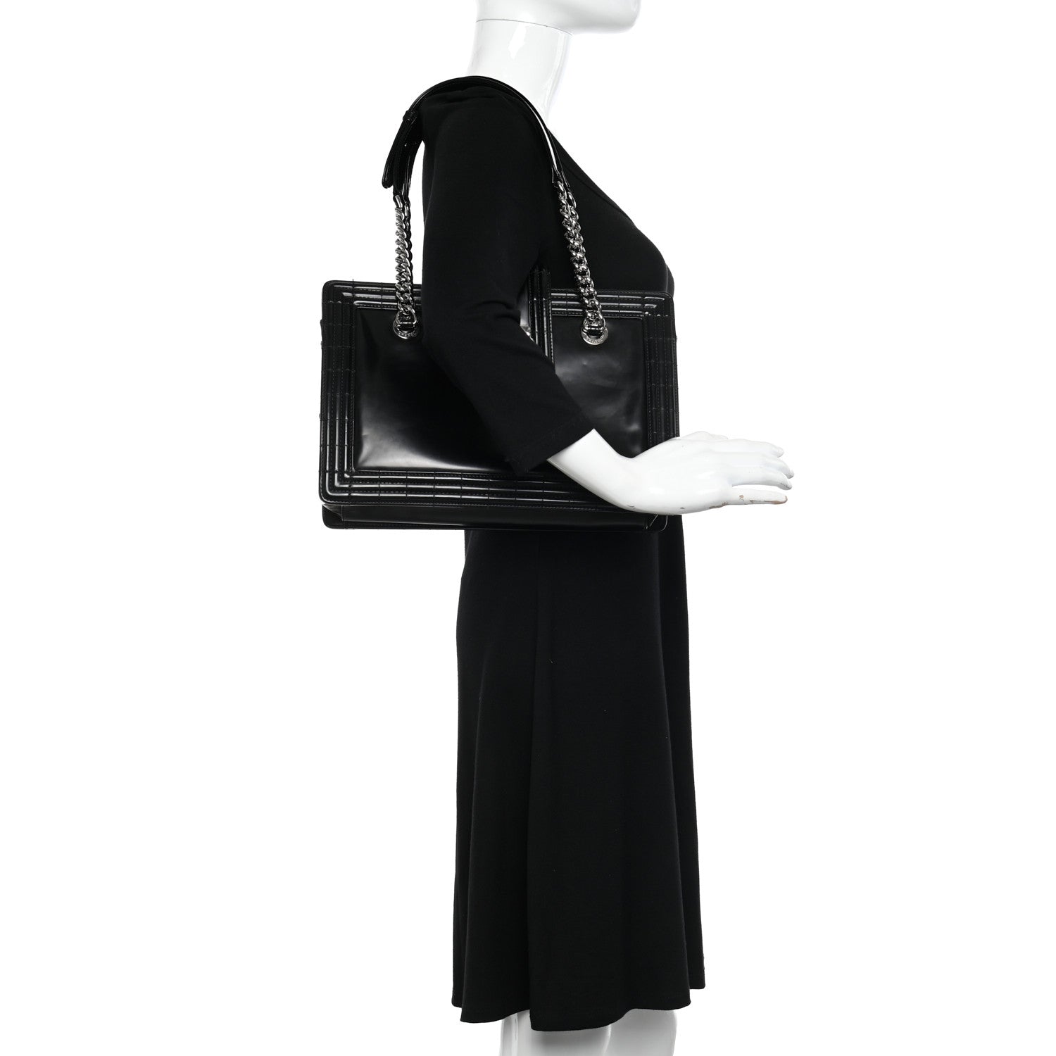 Chanel Glazed Calfskin Boy Tote Black 2 of 14