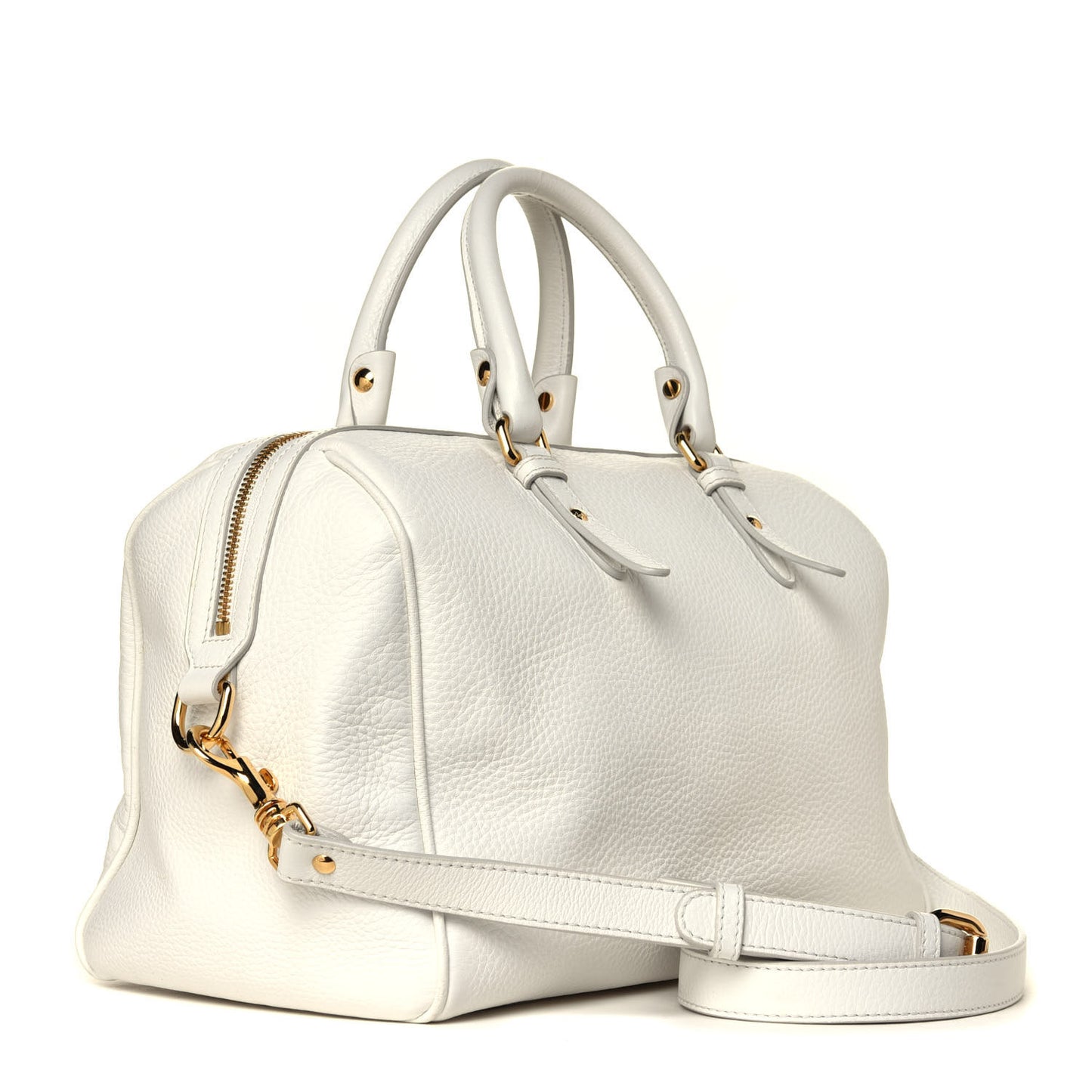 Grained Calfskin Palazzo Bowler White