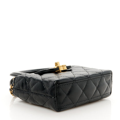 Chanel Shiny Aged Calfskin Quilted Mini Nano Kelly Shopper Black 4 of 11