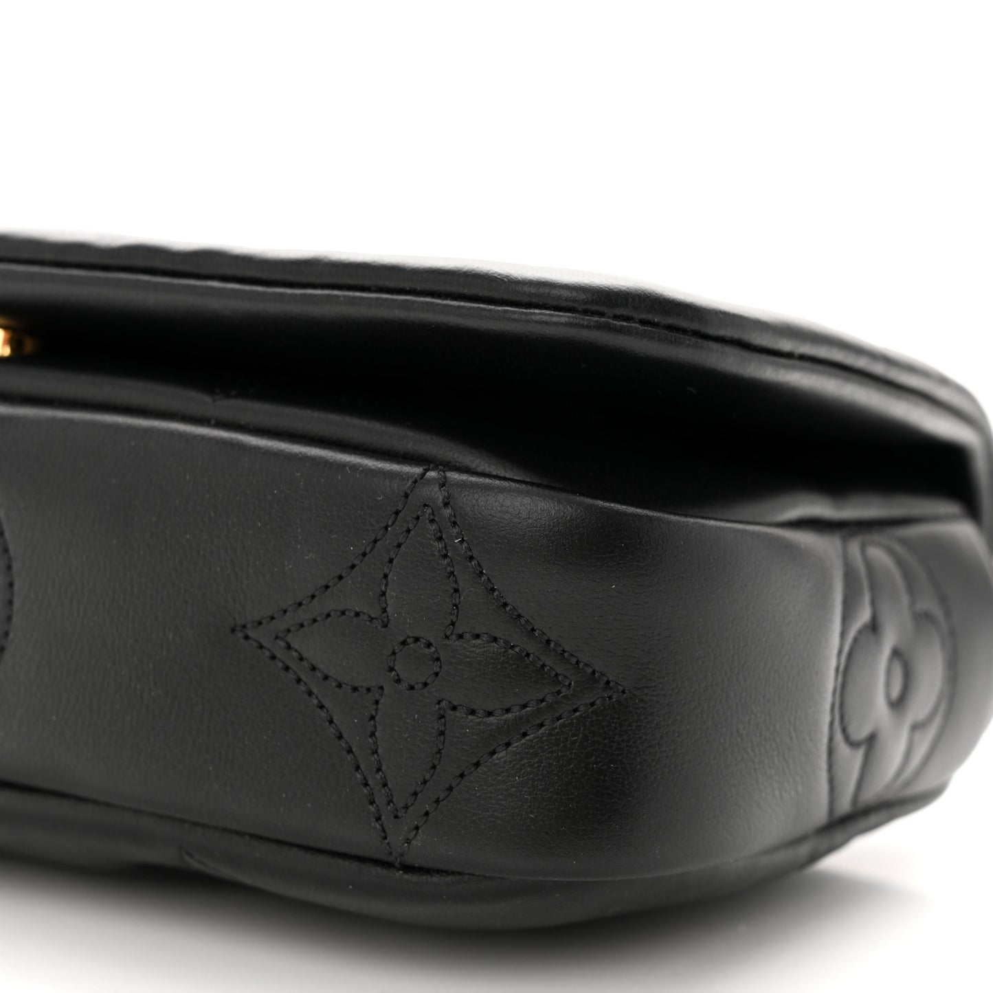 Calfskin Bubblegram Wallet On Strap Black
