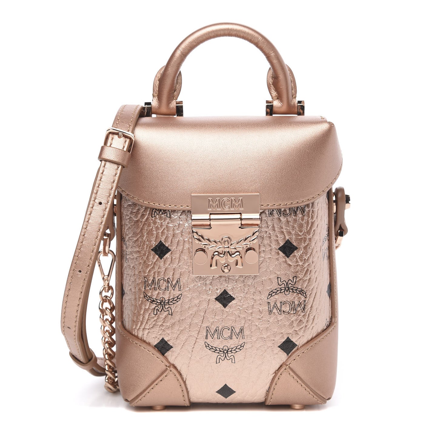 Metallic Visetos Mini Soft Berlin Crossbody Champagne