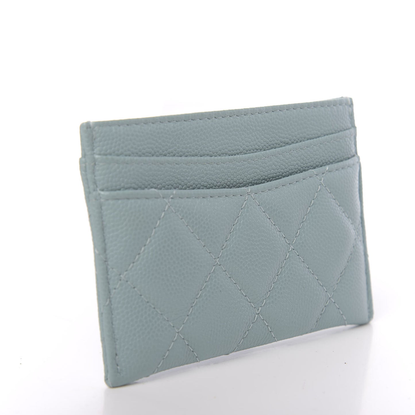 Caviar Quilted Card Holder Light Blue