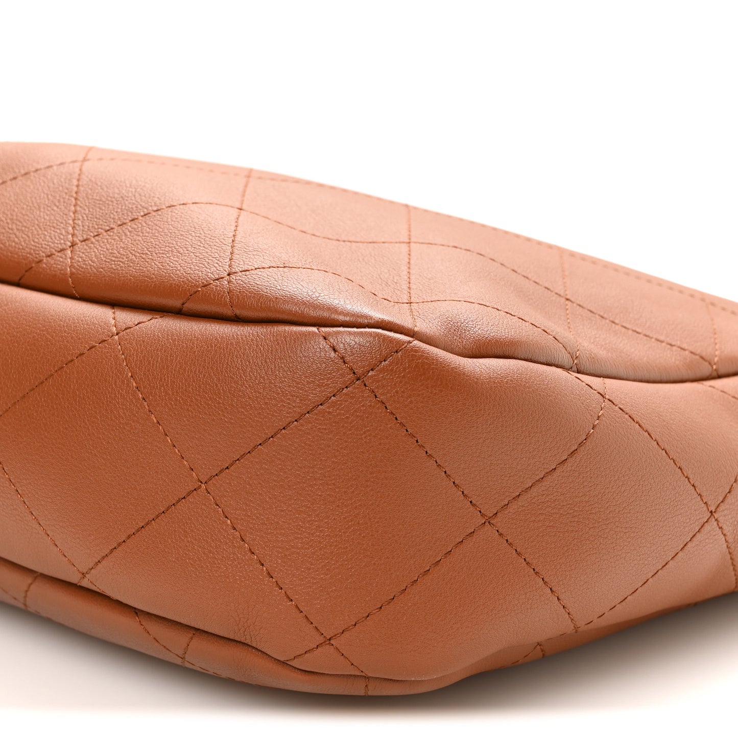 Calfskin Quilted Braided Handle Chain Hobo Brown