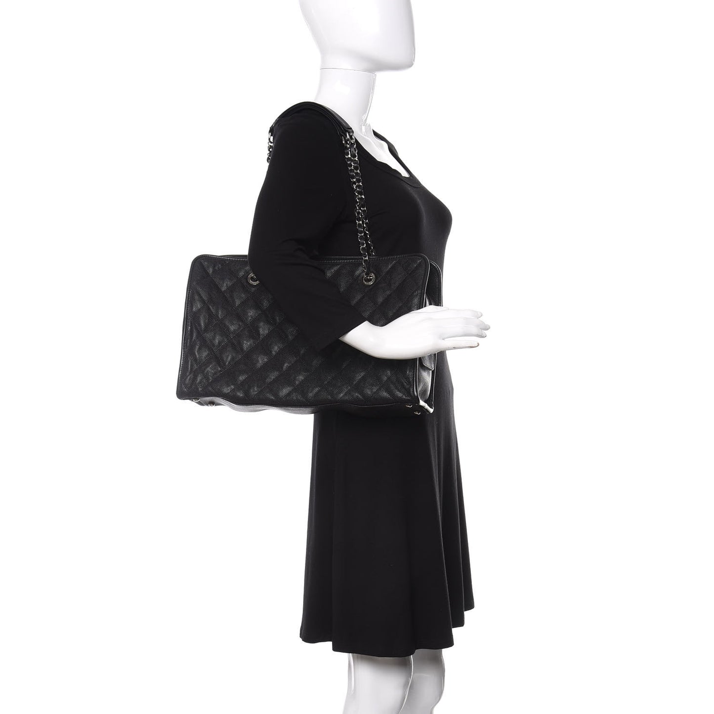 Caviar Quilted French Riviera Tote Black