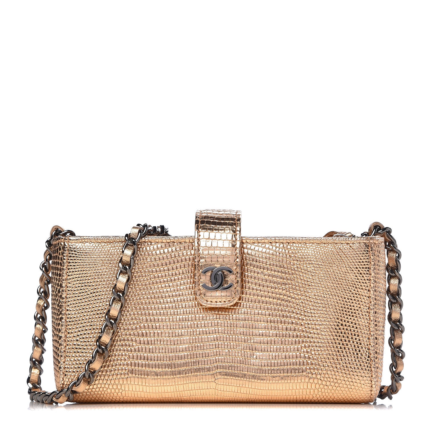 Chanel Lizard Mini Phone Holder Clutch Rose Gold 1 of 11
