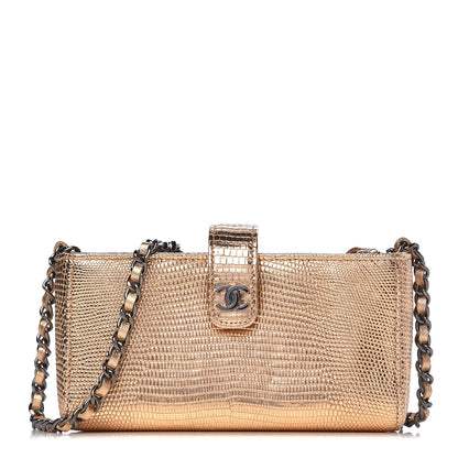 Chanel Lizard Mini Phone Holder Clutch Rose Gold 1 of 11