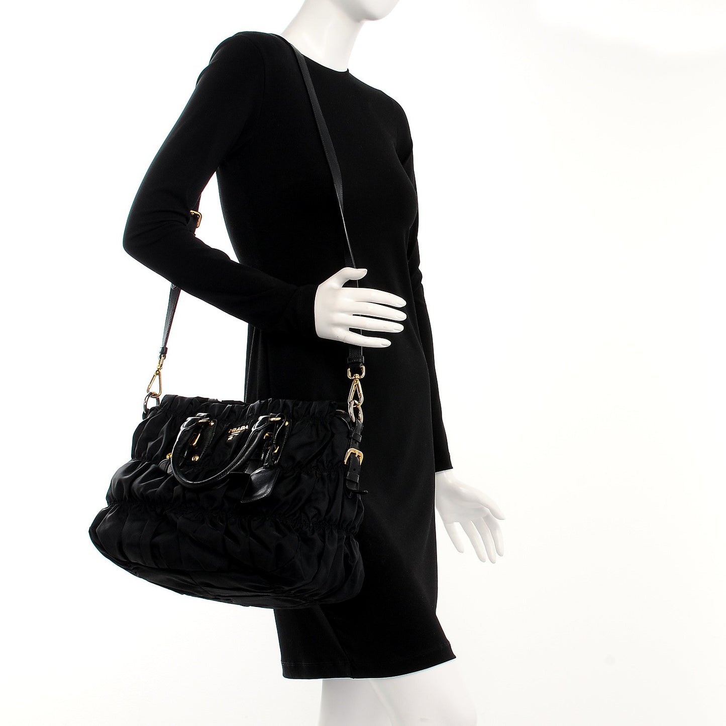 Tessuto Nylon Gaufre Tote Nero Black