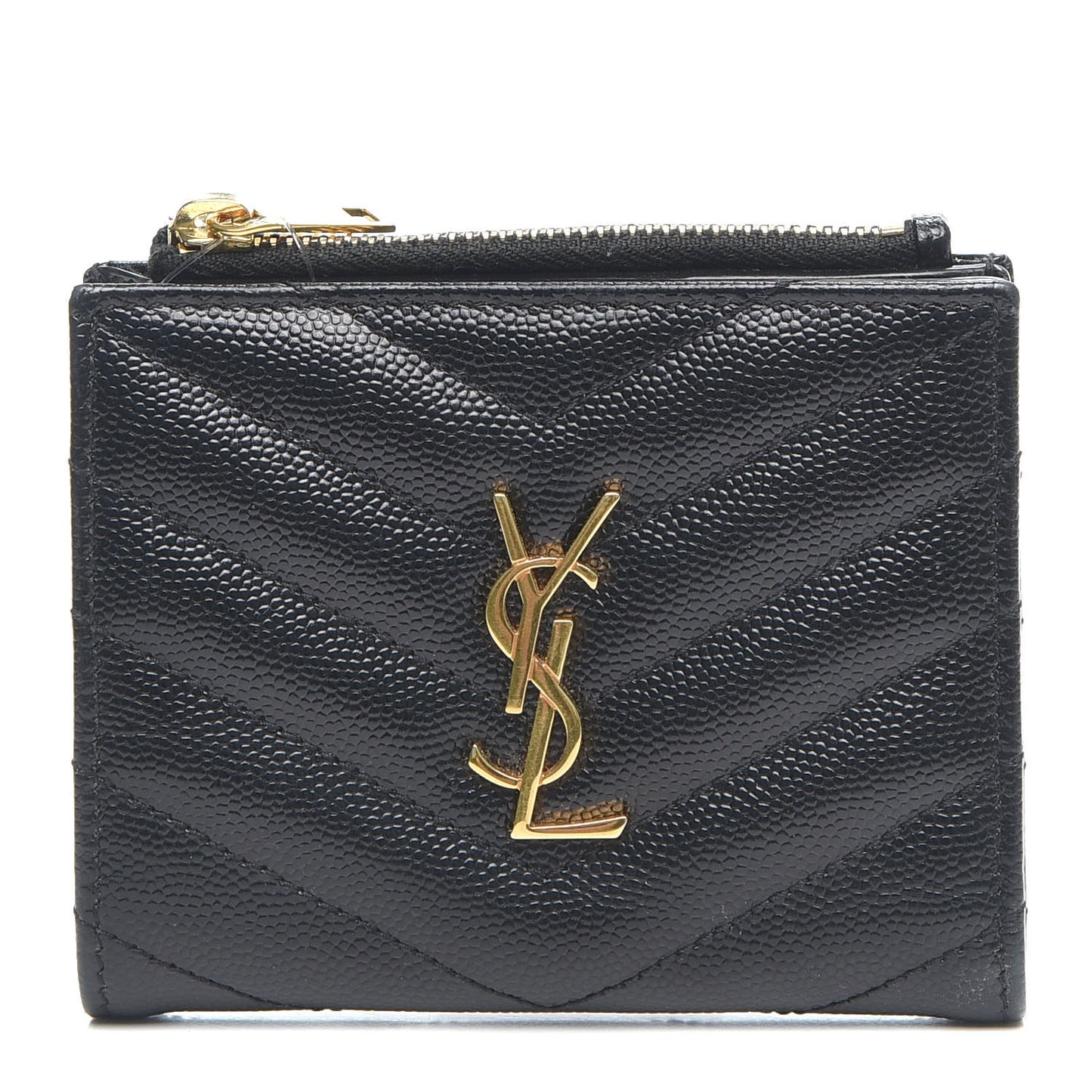 Grain De Poudre Matelasse Chevron Monogram Zipped Card Case Black