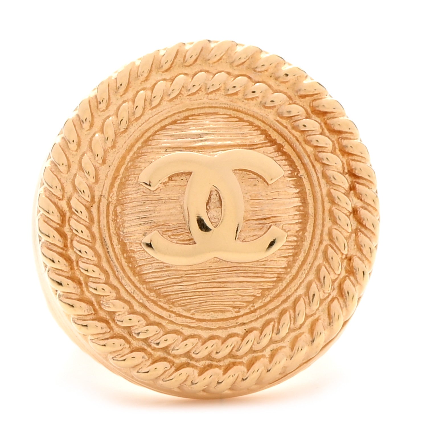 Chanel Metal CC Rope Ring 54 Gold 1 of 5