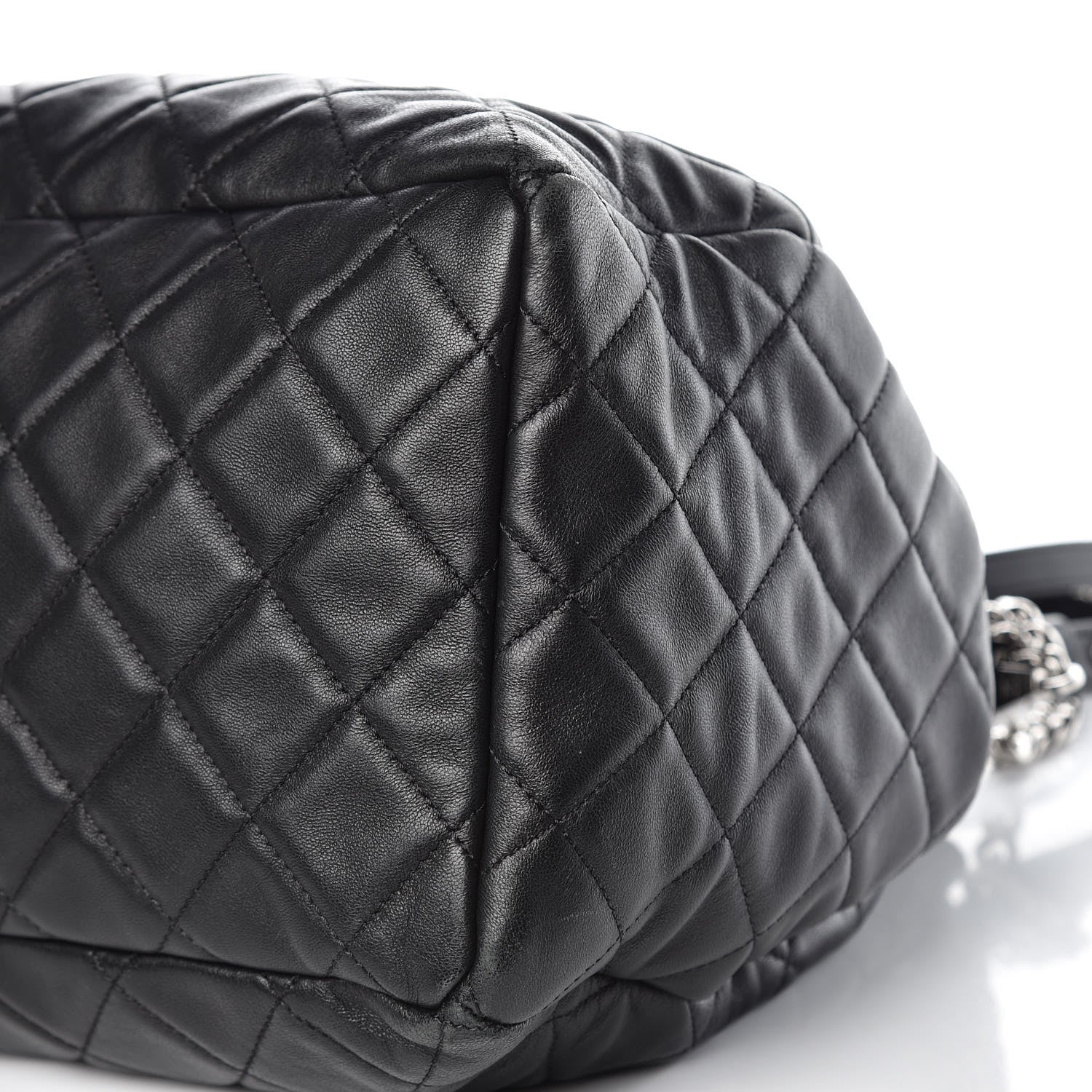 Chanel Lambskin Quilted CC Chain Bucket Bag Black 9 of 14