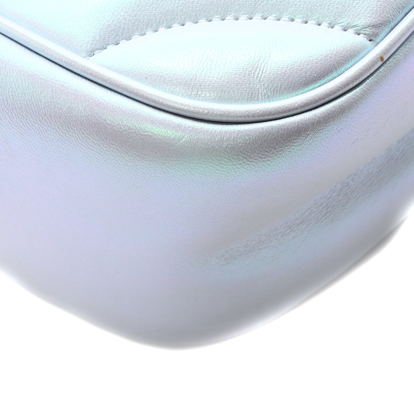 Iridescent Nappa Chevron Matelasse Mini GG Marmont Shoulder Bag Iridescent Snow Light Blue