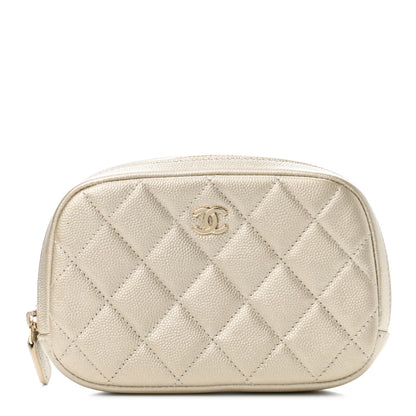 Chanel Metallic Caviar Quilted Small Curvy Pouch Cosmetic Case Gold 1 of 4