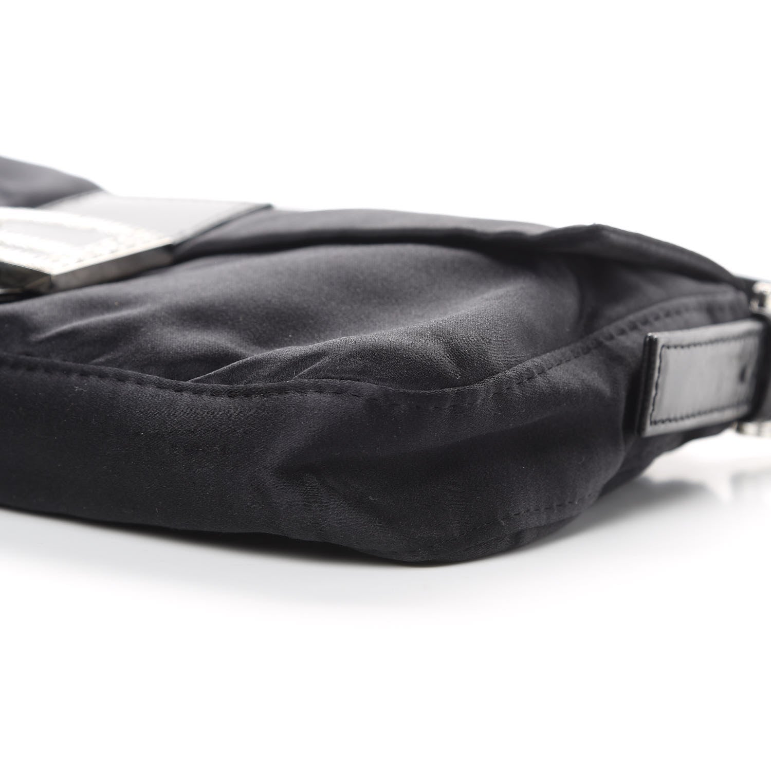 Fendi Satin Crystal Baguette Black 10 of 12