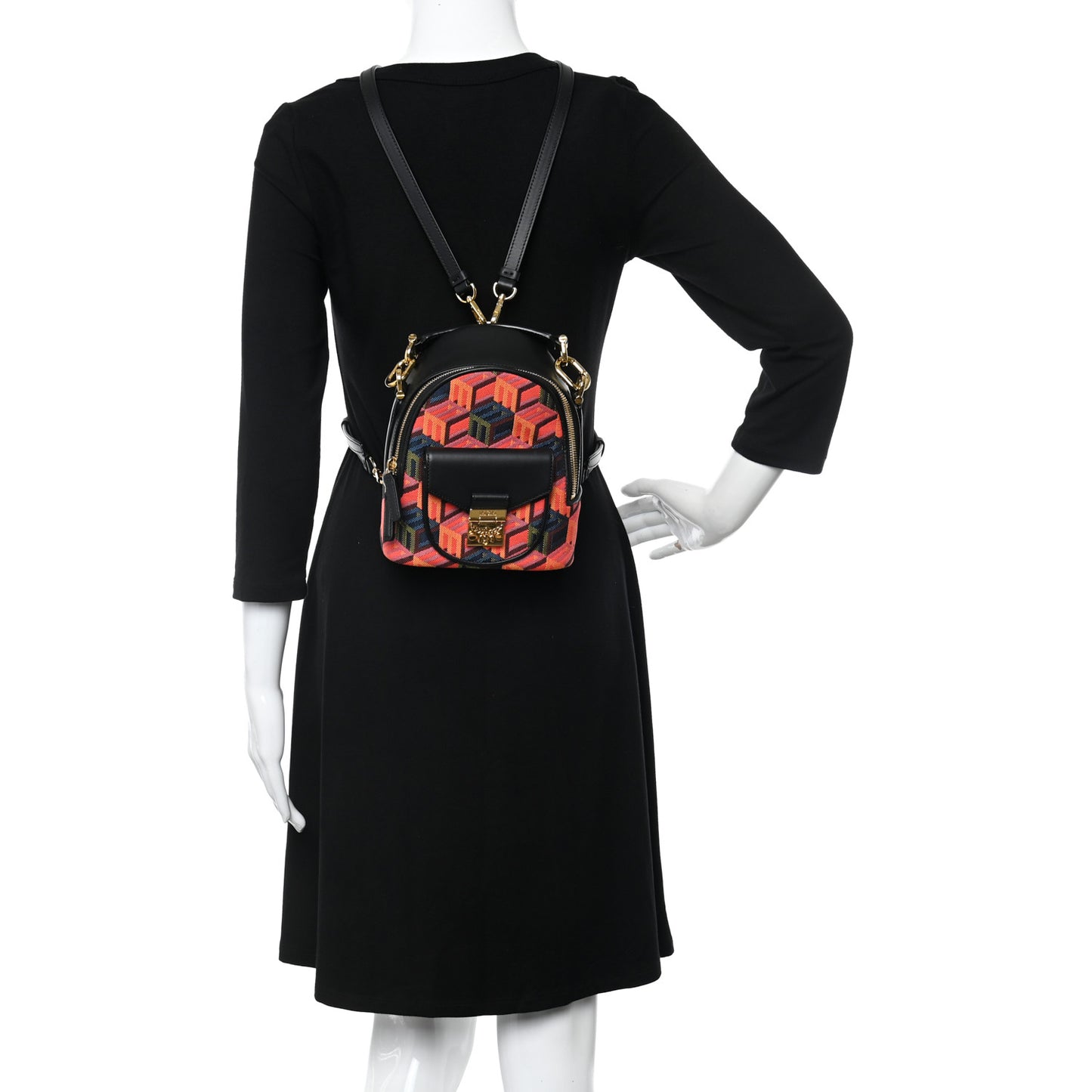 Jaquard Cubic Monogram Rockstar X-Mini Tracy Backpack Multicolor