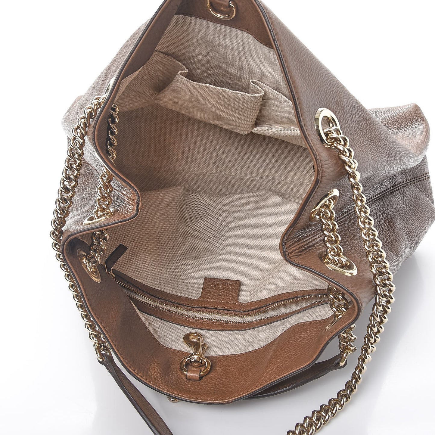 Pebbled Calfskin Medium Soho Chain Shoulder Bag Maple Brown