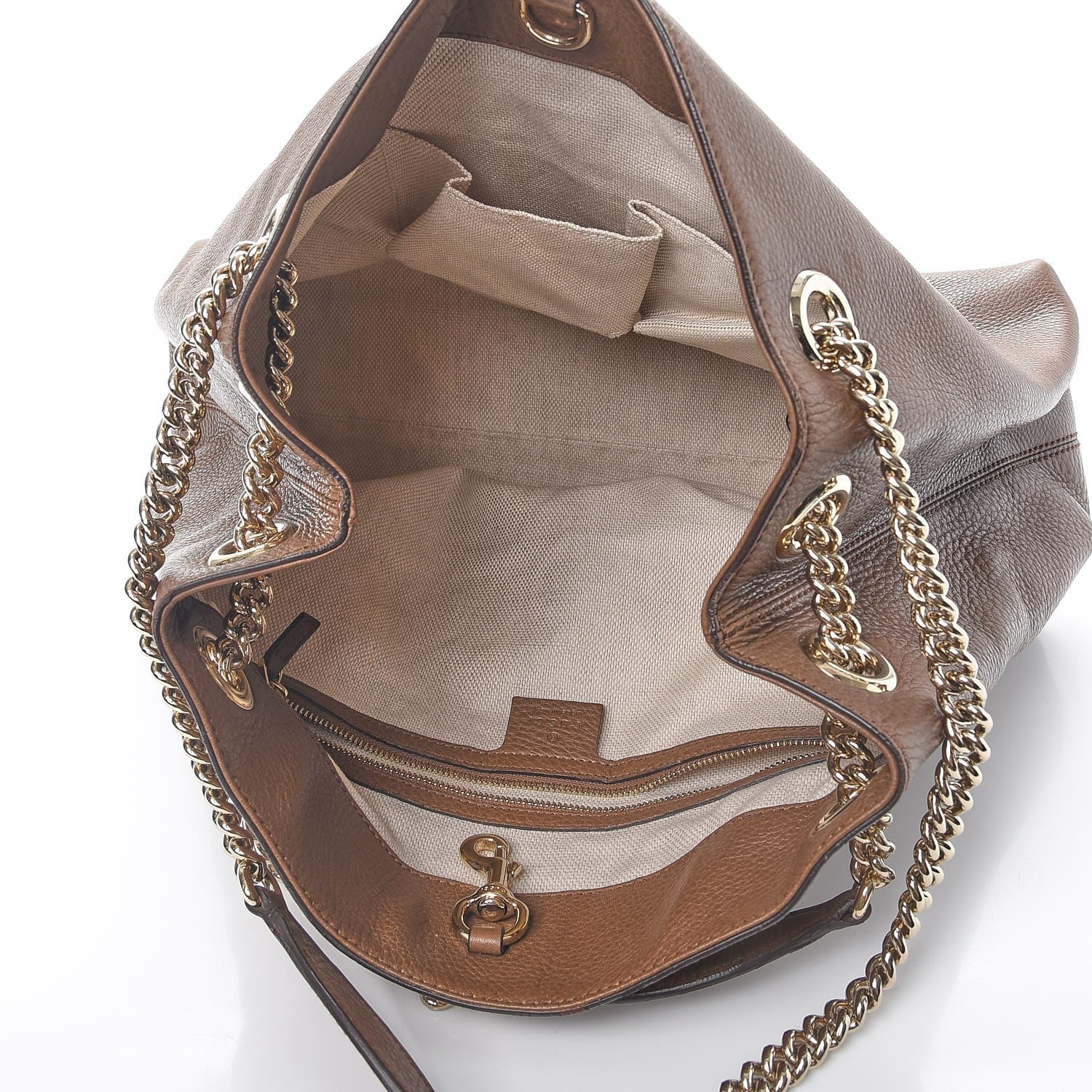Gucci Pebbled Calfskin Medium Soho Chain Shoulder Bag Maple Brown 5 of 19